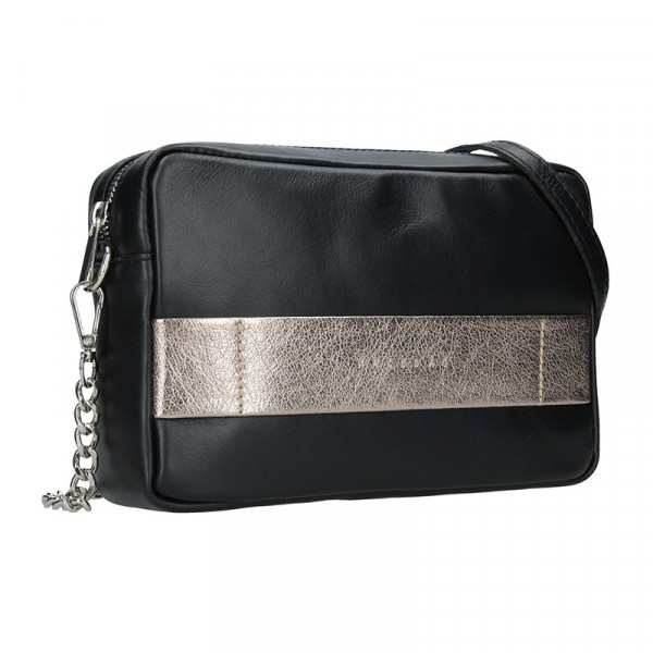 Trendy dámská kožená crossbody kabelka Facebag Ninas - černo-zlatá