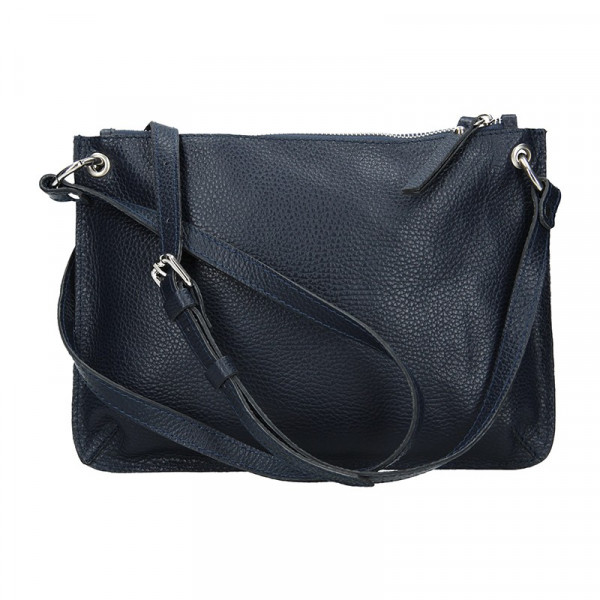 Trendy dámská kožená crossbody kabelka Facebag Nicol - tmavě modrá