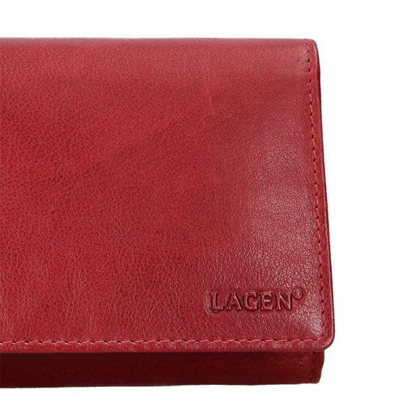 Prostorná dámská kožená peněženka Lagen Berta - červená