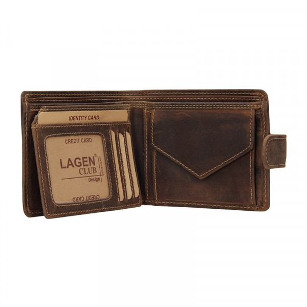 Pánská kožená peněženka Lagen Oleg - tmavě hnědá