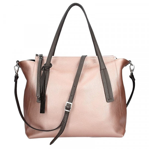 Dámská kožená kabelka Facebag Aurora - metalická růžová