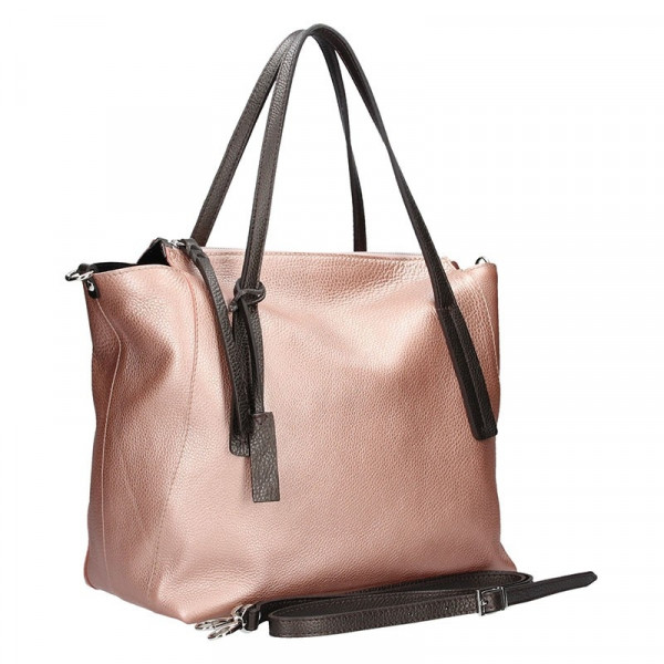 Dámská kožená kabelka Facebag Aurora - metalická růžová