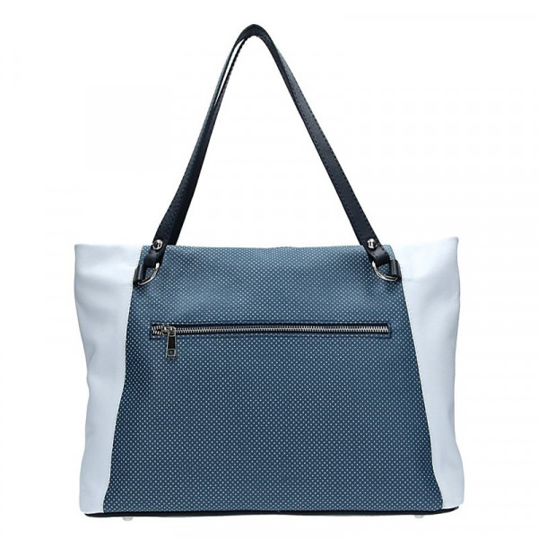 Dámská kožená kabelka Facebag Joana - modro-bílá