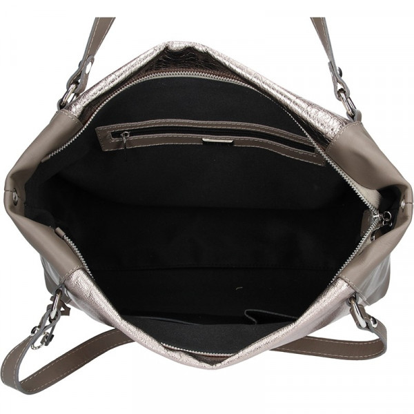 Dámská kožená kabelka Facebag Joana - stříbrná
