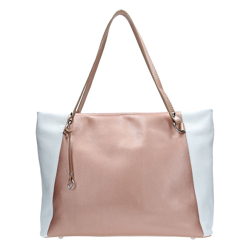 Dámská kožená kabelka Facebag Joana - růžovo-bílá.