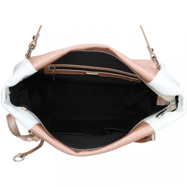 Dámská kožená kabelka Facebag Joana - růžovo-bílá