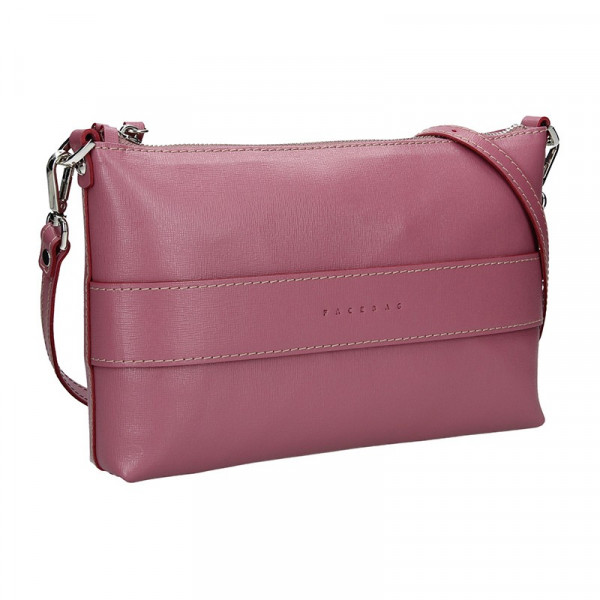 Trendy dámská kožená crossbody kabelka Facebag Elesn - růžová