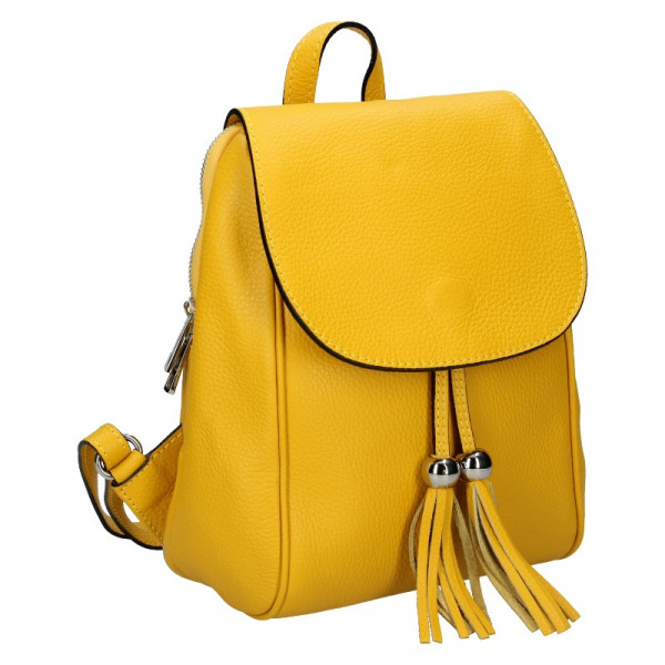 Dámský kožený batoh Vera Pelle Anita - žlutá