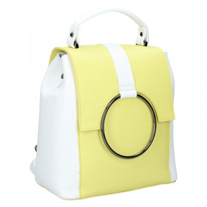 Dámský kožený batoh Vera Pelle Cecilie - žluto-bílá