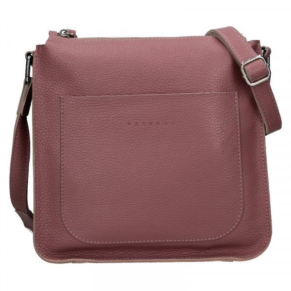 Trendy dámská kožená crossbody kabelka Facebag Miriana - růžová