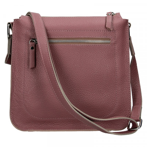 Trendy dámská kožená crossbody kabelka Facebag Miriana - růžová