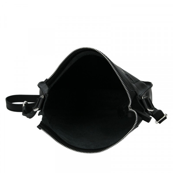 Trendy dámská kožená crossbody kabelka Facebag Miriana - černá
