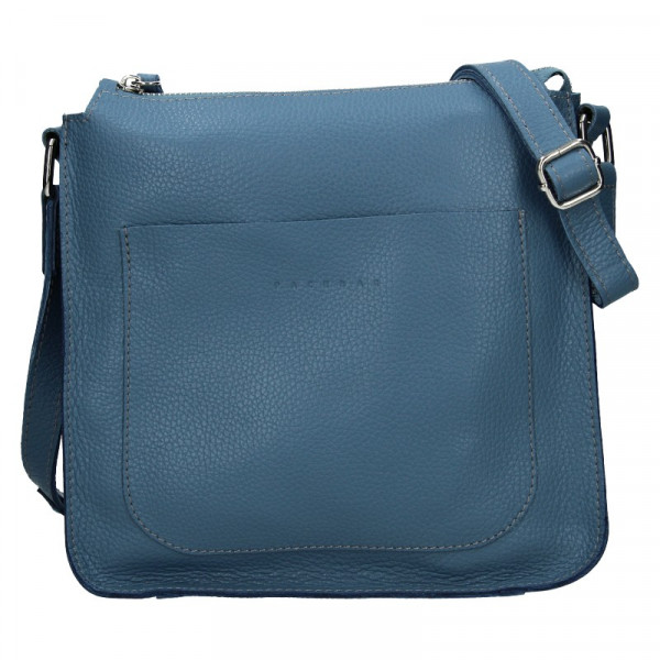 Trendy dámská kožená crossbody kabelka Facebag Miriana - modrá