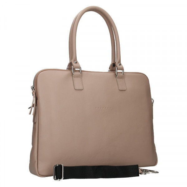 Dámská kožená taška na notebook Facebag Milanos - béžová