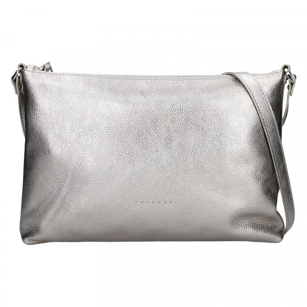 Trendy dámská kožená crossbody kabelka Facebag Elesn - stříbrná