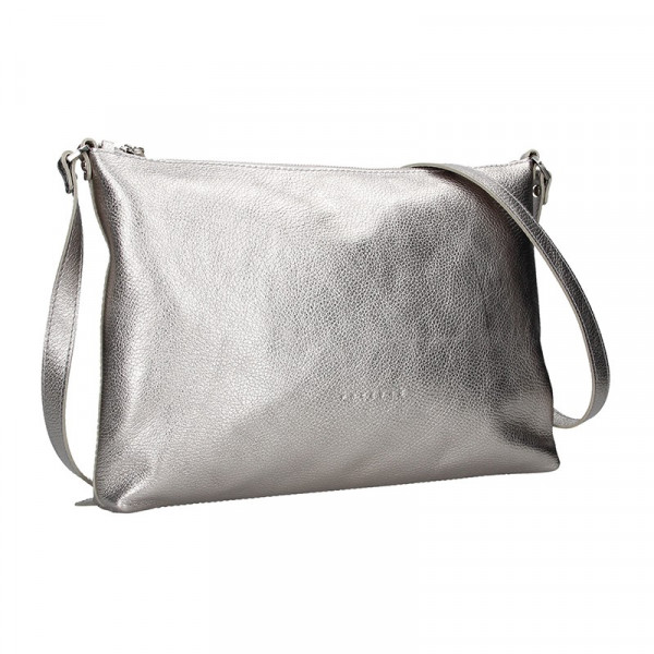 Trendy dámská kožená crossbody kabelka Facebag Elesna - stříbrná