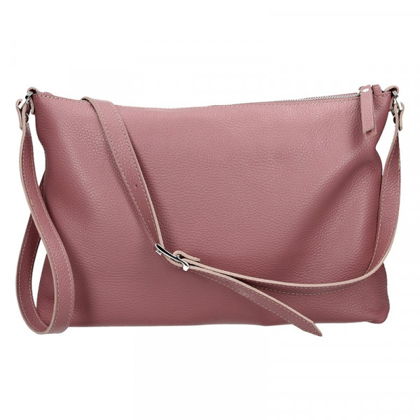 Trendy dámská kožená crossbody kabelka Facebag Elesna - růžová