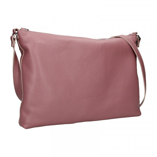 Trendy dámská kožená crossbody kabelka Facebag Elesna - růžová