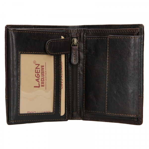 Pánská kožená peněženka Lagen Apolo - tmavě hnědá