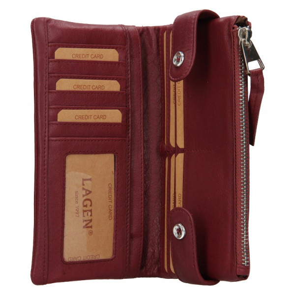 Dámská kožená peněženka Lagen Monica - vínová