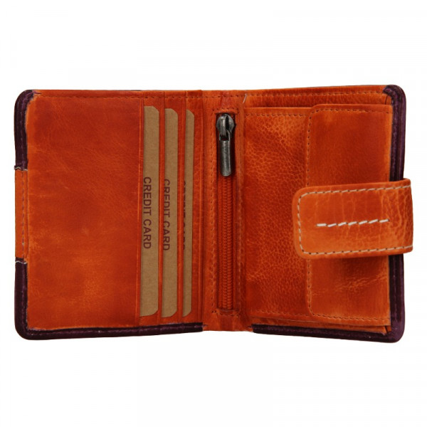 Dámská kožená peněženka Lagen Celesta - fialovo-oranžová