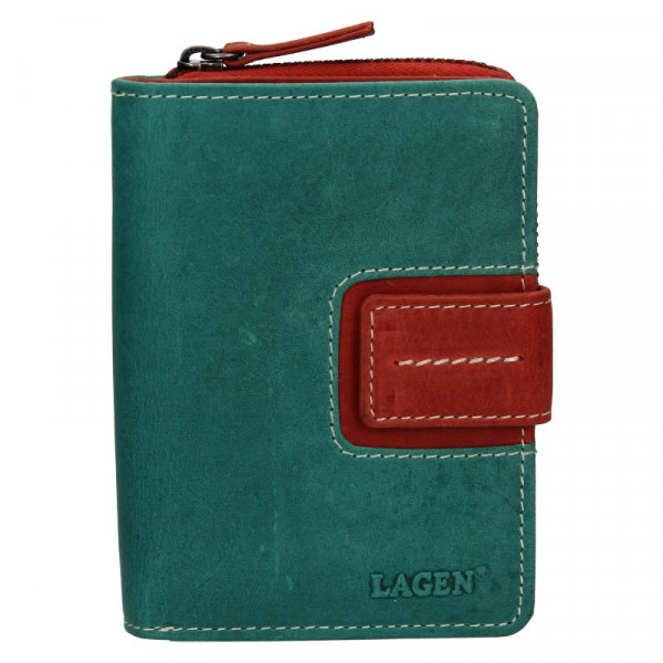 Dámská kožená peněženka Lagen Senie - zeleno-červená