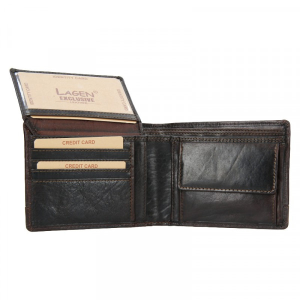 Pánská kožená peněženka Lagen Dusans - tmavě hnědá