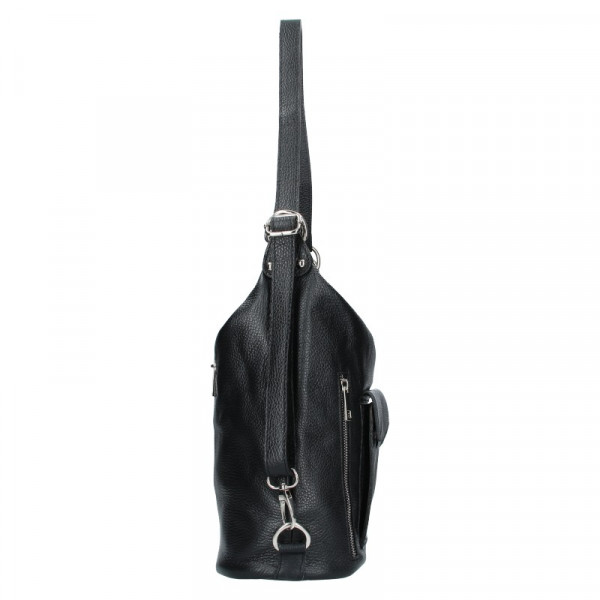 Dámská kožená batůžko kabelka Vera Pelle Emilis - černá