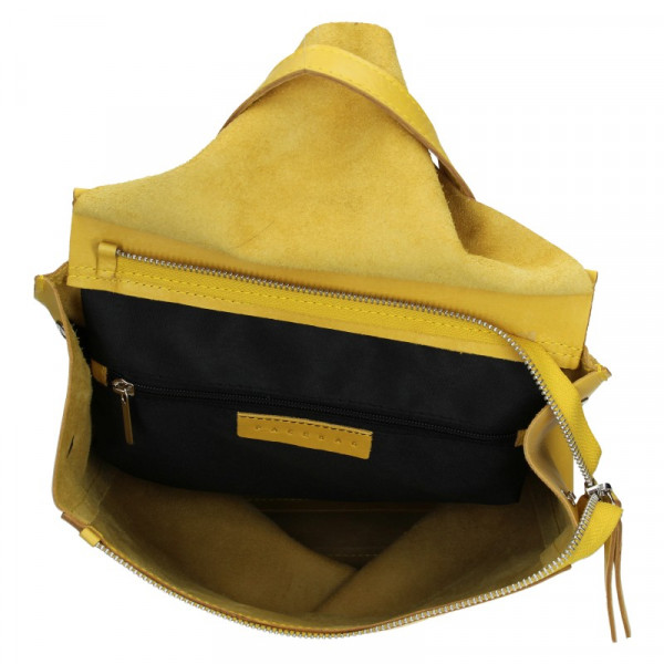 Dámský kožený batoh Facebag Stella - žlutá