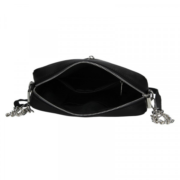 Trendy dámská kožená crossbody kabelka Facebag Ninas - černo-stříbrná