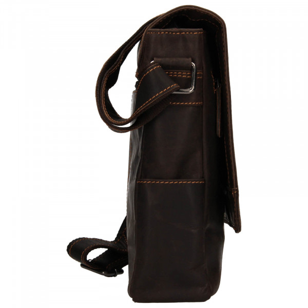 Pánská kožená taška přes rameno Greenwood Steen - tmavě hnědá
