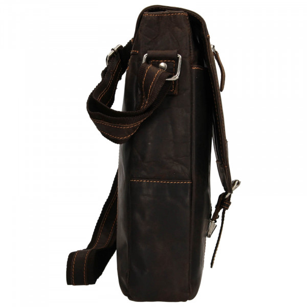 Pánská kožená taška přes rameno Greenwood Alister - tmavě hnědá