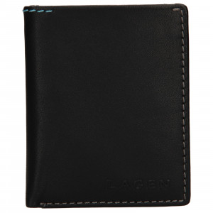 Pánská kožená slim peněženka Lagen Revo - černá