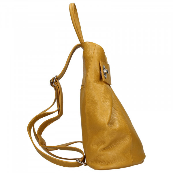 Dámský kožený batoh Delami Miriam - žlutá