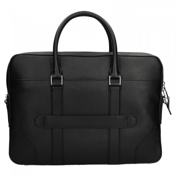 Pánská kožená business taška na notebook Tommy Hilfiger - černá