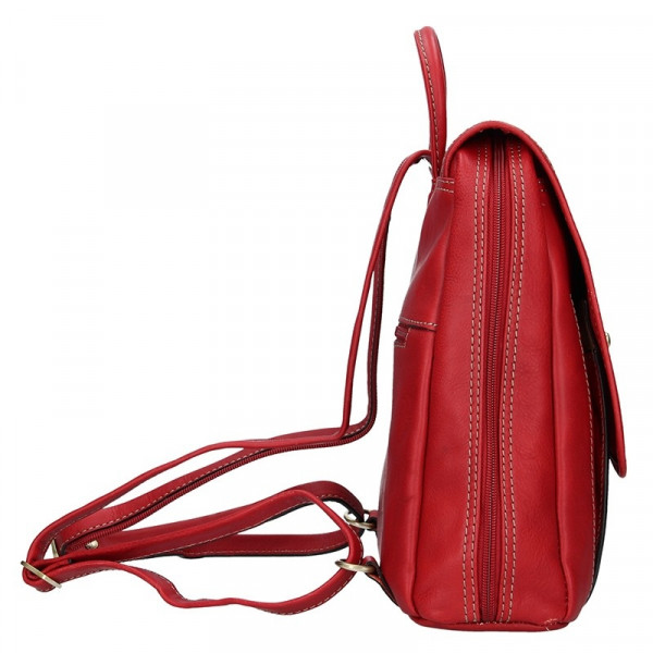 Elegantní dámský kožený batoh Katana Nora- červená