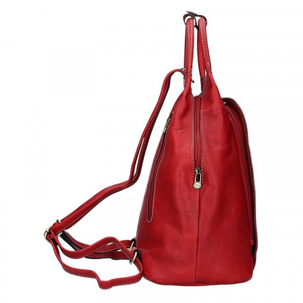 Elegantní dámský kožený batoh Katana Paula - červená