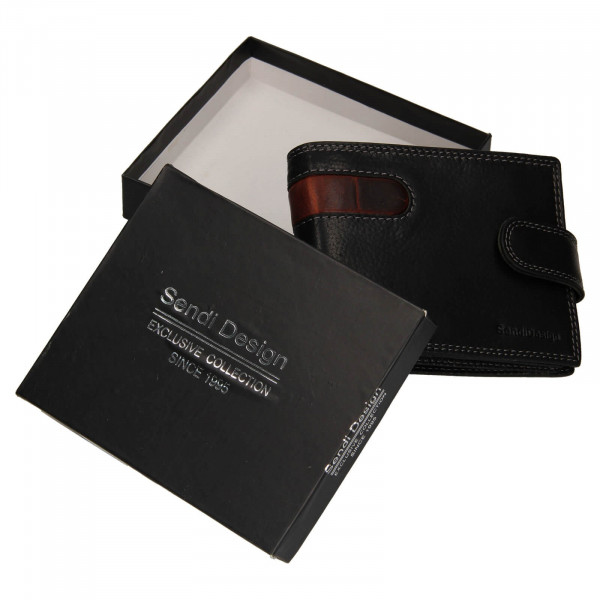 Pánská kožená peněženka SendiDesign Fion - černo-hnědá