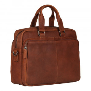 Pánská kožená taška na notebook Burkely Workbag - koňak