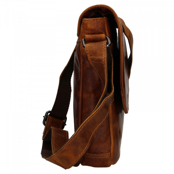 Pánská kožená taška přes rameno Greenwood Gitl - hnědá