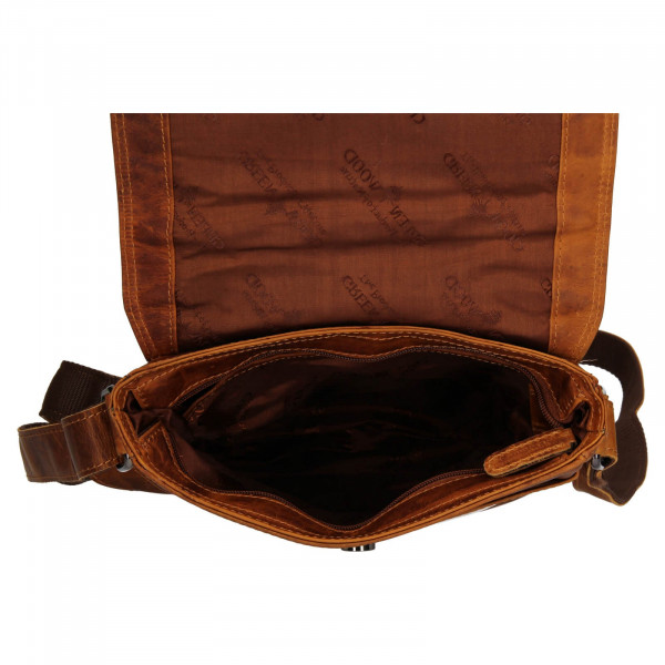 Pánská kožená taška přes rameno Greenwood Gitl - hnědá