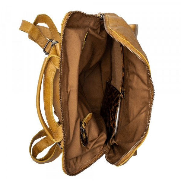 Dámský kožený batoh Burkely Fiona - žlutá