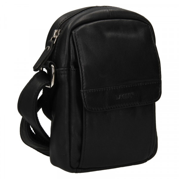 Menší pánská kožená taška přes rameno Lagen Lenis - černá
