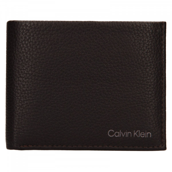 Pánská kožená peněženka Calvin Klein Delne - tmavě hnědá