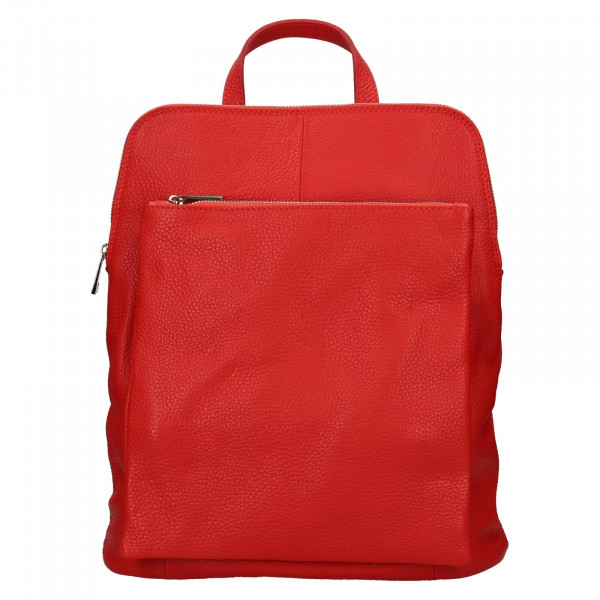 Kožený dámský batoh Unidax Marion - červená