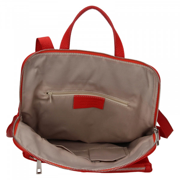 Kožený dámský batoh Unidax Marion - červená
