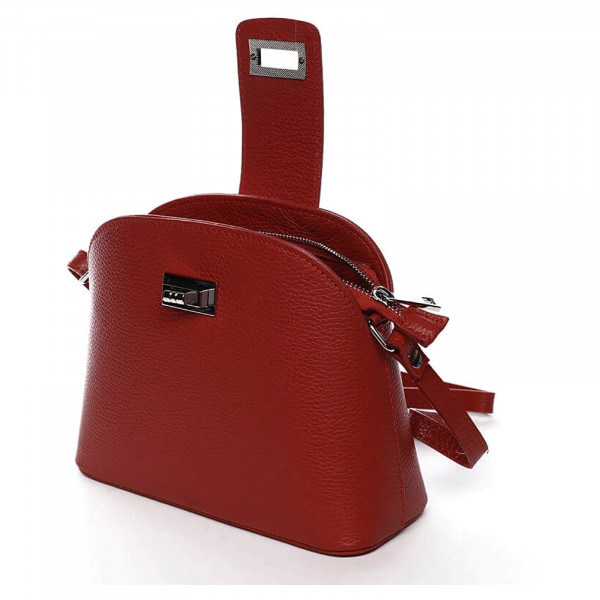 Dámská crossbody kožená kabelka Delami Lisse - tmavo červená