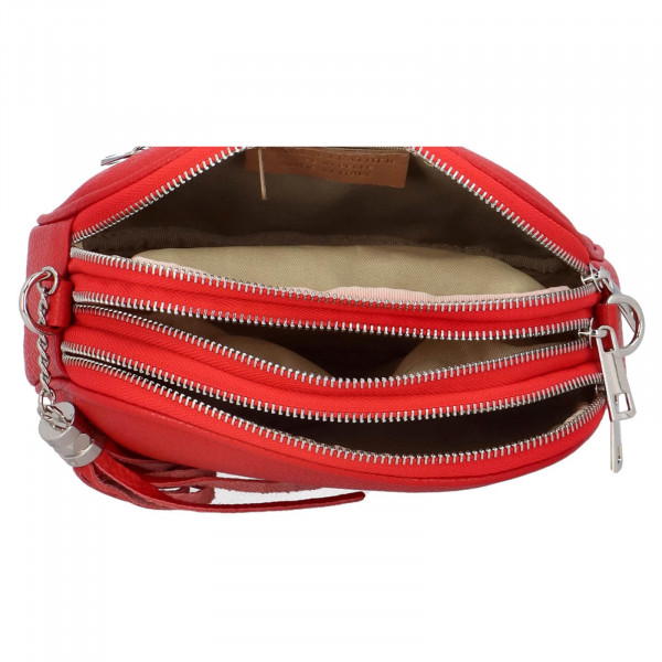 Dámská crossbody kožená kabelka Delami Beate - červená