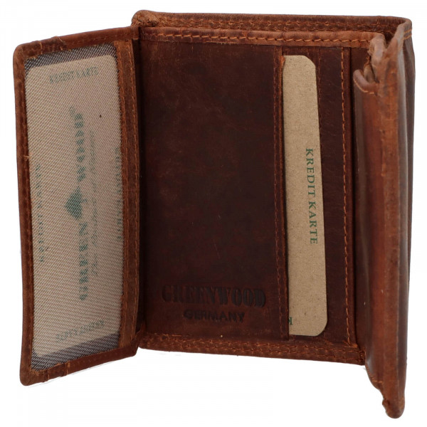 Menší pánská kožená peněženka Greenwood Peter - hnědá