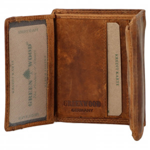 Menší pánská kožená peněženka Greenwood Peter - koňak